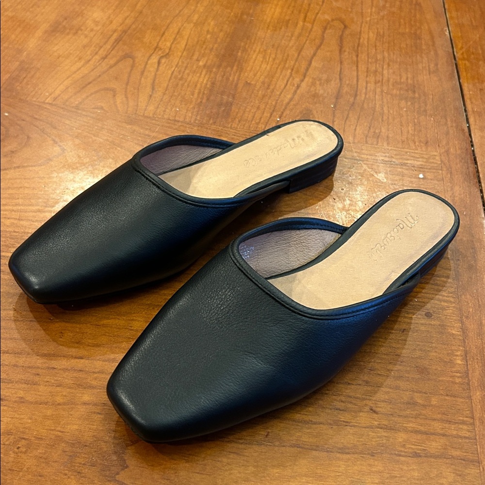 Madewell Black Leather Slide Loafers